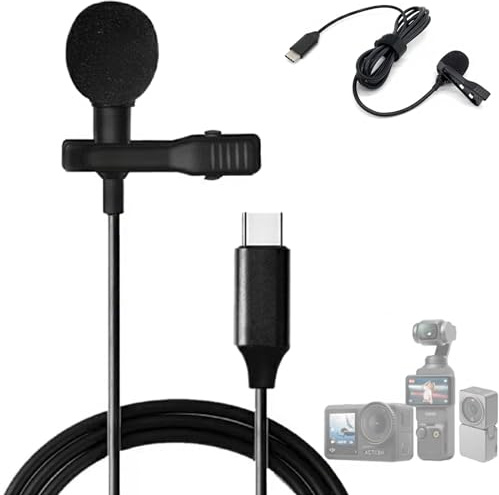 Honbobo Osmo Pocket 3 Microphone compatible with DJI Osmo Pocket 3/DJI Osmo Action 4 Type-C Lavalier Microphone External Hi-Fi Recording Mics