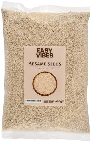 Easy Vibes - Natural Sesame Seeds (900g) | Hulled | GMO Free | Vegan Friendly | Perfect for Snacking, Baking & Salads | Versatile Ingredient