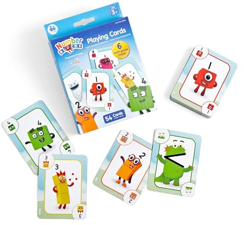 Learning Resources Juego de Cartas Numberblocks, Edad 3+, 54 Cartas Duraderas con Personajes CBeebies, Incluye Guía Multilingüe con 6 Juegos Educativos, Fácil de Transportar