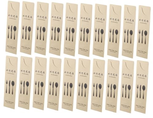 HOMSFOU 100st Messer- Und Gabelpapierverpackungsbeutel Beutel Mit Ärmeln Aus Silberware Besteckhalter Aus Papier Einweg-besteckhüllen Churro-taschen Steak Bankett Bestecktasche Kraftpapier