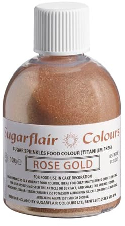 Sugarflair Sugar Sprinkles Rose Gold, Oro Rosa, Sprinkles Commestibili, Decorazioni di Zucchero per Torte, Cupcake e Biscotti - 100g | Buon Gusto, Perfetto per Decorare Gelati, Torte, Cupcake, Cake Pop, Donut e Biscotti, Mix di Codette di Zucchero