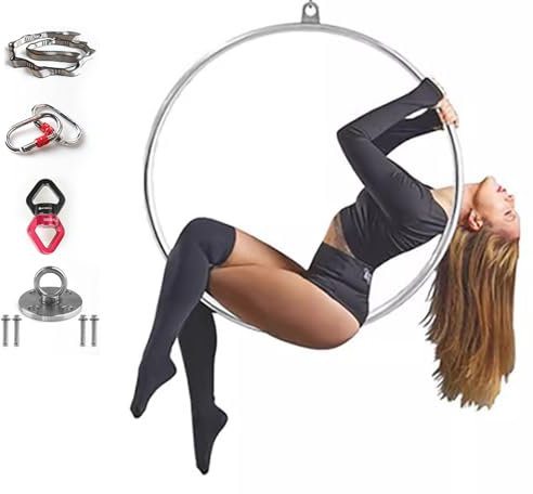 ExoticaBlend Aro Aéreo Acrobático,Aerial Hoop, Profesional y de Iniciación Lira para Hacer Acrobacias Aereas, Acróbatas de Circo,Lyra,Trapecios,etc,90cm-2.5cm