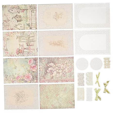 TEHAUX DIY Scrapbook Making Materials Retro Lace Material Pet Stickers Scrapbook Set Stickers for Journaling