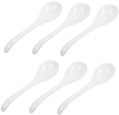 Garneck 6 Piezas Cuchara De Cerámica Para Sopa Arroz y Otros Usos La Cocina Blancas Hogar Sencillas