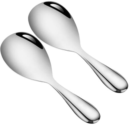 MUCKLILY 2pièces Cuillères à Riz Acier Inoxydable Ustensiles De Cuisine Antiadhésifs Spatule à Riz Cuillère De Service Pour Cuisiner Et Servir