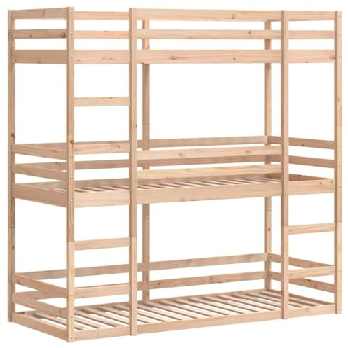 vidaXL Våningssäng 3 våningar 90x200 cm massiv furu, trippel våningssäng, loftsäng, 3 vånings våningssäng, trippelsäng, trippel sovplats