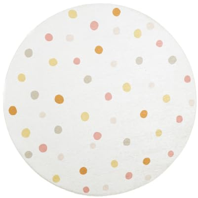 Little Olly Waschbarer Kinderteppich Rund - Evi Confetti Bunt - Ø 80 cm | Punkte - Krabbeldecke - Spielmatte - Kinderzimmer, Babyzimmer - Jungen - Mädchen