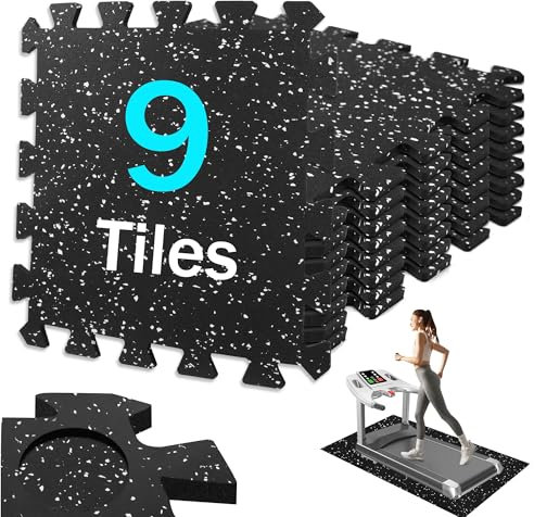 Tapis de Protection de Sol Tapis de Sport de Sol Tapis en Caoutchouc Antidérapant Tapis de Gymnastique 32 x 32 cm pour Salle de Sport Équipement de Fitness 9 Pièces