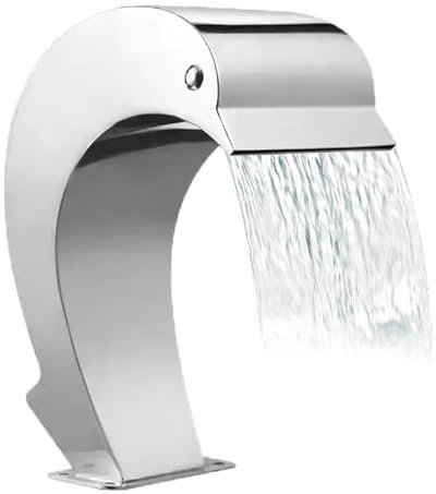 GAENZA Robinet Cascade en Acier Inoxydable 23,6'' X 11,8'' Fontaine De Piscine Robinet De Matériel Décoratif Argenté Fontaine À Eau Étang, Installation Facile, Convient pour Étang, Piscine, Jardin