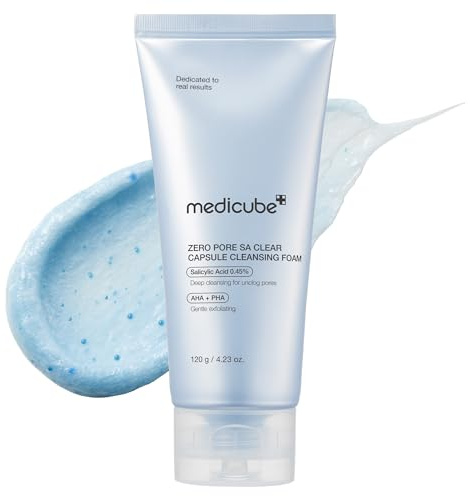 medicube Facial Cleanser Zero Pore Capsule Cleansing Foam | Daily Gentle Cleanser for Skin Texture, Blackhead & Pore Care | AHA, BHA & PHA for Deep Cleansing | Korean Skincare, 4.23 oz