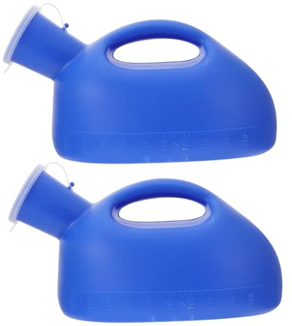 HAWILLOSCH Orinal Casero Para Adultos 2 Piezas Gran Capacidad Con Tapa Plástico Resistente Portátil Antiolor Para Hombres y Personas Mayores Uso En Cama y Hogar