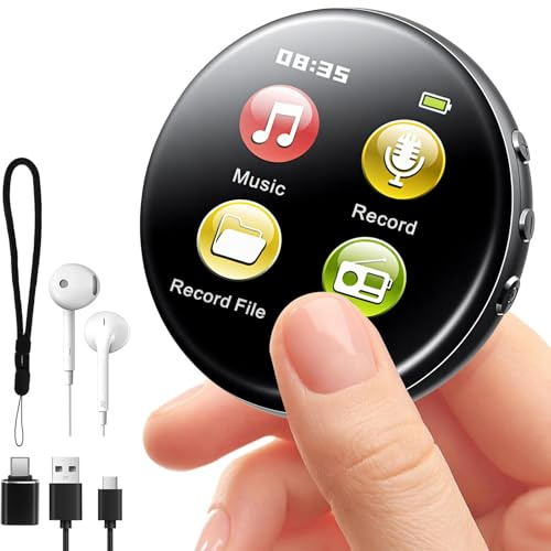 64GB Diktiergerät mit Display – Mini Aufnahmegerät mit MP3-Player & Wecker, Sprachaktivierte Aufnahme & Rauschunterdrückung – Magnetischer Voice Recorder für Meetings, Vorträge, Interviews