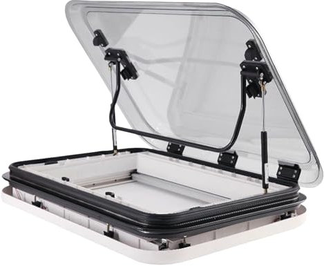 RV Skylight Caravan Motorhome Roof Vent Hatch & Window Replacement for 25-60mm Body Thickness 70° Opening Angle with LED Light for Camper Food Truck Motorhome ,500x500