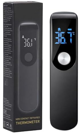 No-Touch Infrared Forehead Thermometer – Digital Instant Reader with Fever Alert for Adults & Children (Black)