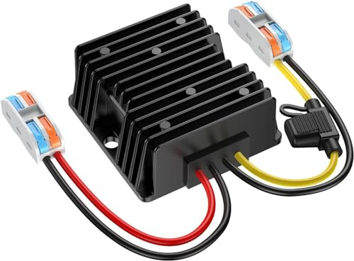 Abaisseur de Tension 24V à 12V, Transformateur 24v 12v réducteur de Tension 30A 360W avec Fusible étanche Et Les Blocs de Câblage, Transformateur de Tension pour Chariot de Golf LED Bateau de Véhicule