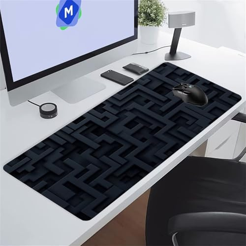 Géométrique Gris Foncé Tapis de Souris de Jeu 1200x600x3 mm Grand Tapis de Souris Gaming sous-Main Bureau Gamer Large avec Base Antidérapante Tapis de Clavier Lavable pour Gamer PC