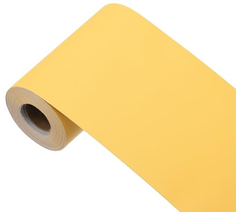 sourcing map Papier peint jaune à décoller et à coller, papier peint autocollant en vinyle de couleur unie pour revêtement mural 998,2 x 9,9 cm