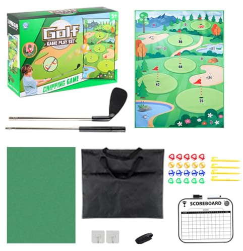 Golfspel – golfspel för barn – Golfmatta med slagmatta, för, trädgård, gräsmatta, fest, karneval, garage, sortiment, familj, inomhus, utomhus, barn och vuxna