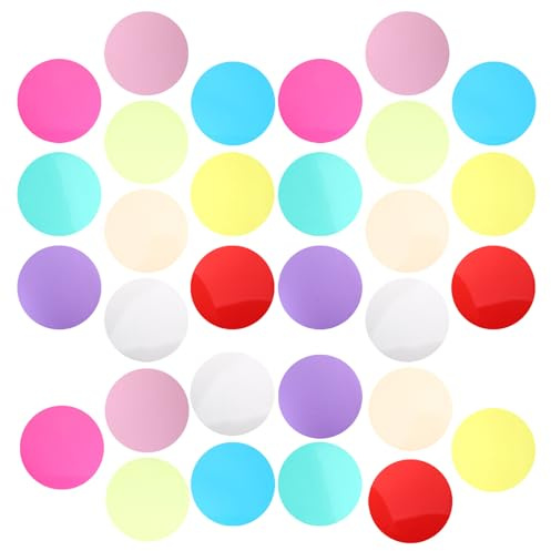Kisangel 30pcs Round Color Gel Filter Transparent Correction Lighting Film with Dual-sided Protection for Photography Theatre Stage and DIY Lighting Effects