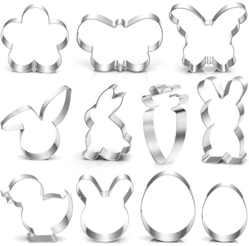Coniglio Pasquale 11 Stampi Formine Biscotti Pasqua in Acciaio Inox – Forme Coniglio, Farfalla, Uovo per Biscotti di Pasqua Perfetti e Resistenti