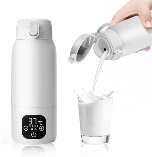 Tragbarer Babyflaschenwärmer mit 11000mAh Akku, 3-Minuten-Schnellheizung für Muttermilch, Pre-Nahrung und Wasser, 500ml Kapazität, 24h Temperaturkonstanthaltung und Pasteurisierung