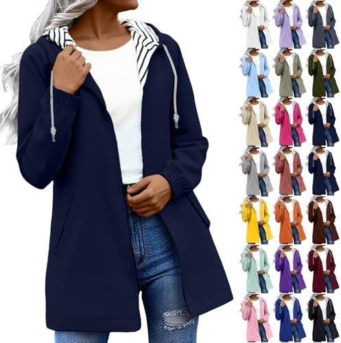 Générique Veste de Pluie Femme Imperméable, Mi-Longue à Capuche avec Coupe ajustée, Tissu Léger et Confortable Manteau Idéal pour Le Printemps, L’automne et Les Voyages