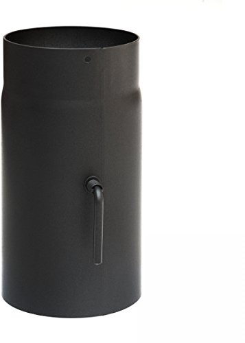 raik Rauchrohr Ofenrohr mit Zugregulierung zur Steuerung des Kaminzugs mit 180 mm Durchmesser und 250 mm Länge aus 2 mm Stahlblech in Schwarz mit eingebrannter Senotherm Beschichtung