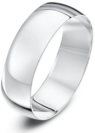 Theia Unisex Ehering 9 Karat Weißgold, Massive D-Form, poliert, 6mm - Größe 53 (16.9)