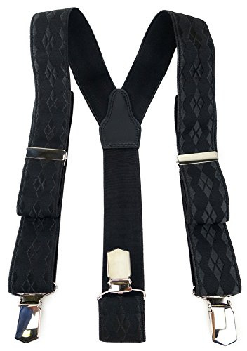 TigerTie Unisex Hosenträger in Y-Form mit 3 extra starken Clips - Farbe in kariert - hochwertige Verarbeitung - Breite 35 mm
