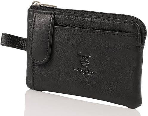 MATADOR Porte Clef avec 2 Porte Carte Crédit et Porte Monnaie en Cuir Véritable | Mini Pochette Rangement Clé avec Blocage RFID et Boîte Cadeau | Sac Cuir Porte Clés Voiture Multifonction | Nappa Noir