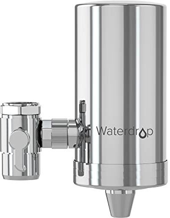 Waterdrop Water Filter Tap, Stainless-Steel Water Filter for Tap, Water Tap Filter Reduces Chlorine, Odor and Bad Taste - 𝐎𝐧𝐥𝐲 𝐅𝐢𝐭 𝐒𝐭𝐚𝐧𝐝𝐚𝐫𝐝 𝐅𝐚𝐮𝐜𝐞𝐭𝐬 (1 Filter Included)