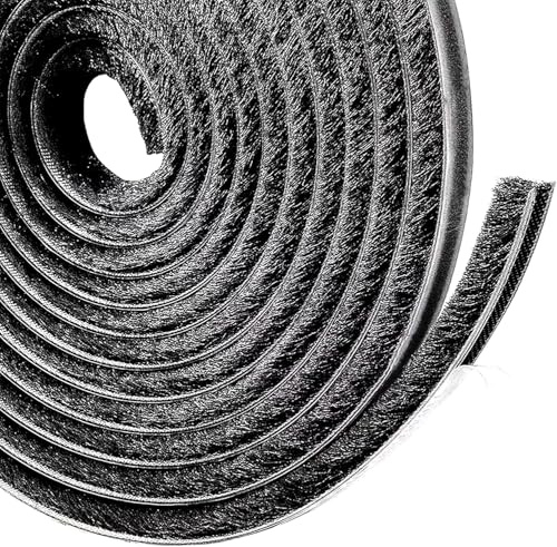 Lamondre 10m Bürstendichtung Selbstklebend Dichtungsband Tür Fenster Abdichten Dichtungsstreifen 10m(L) x9mm(B) x9mm(H), Türdichtung Dichtungsbürste für Tür, Fenster, Kleiderschränk (Schwarz)
