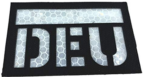 DEU Deutschland Reflektierend Tarnung Taktisch Airsoft Paintball Laserschnitt Patch (Schwarz mit Weiß Reflektor)