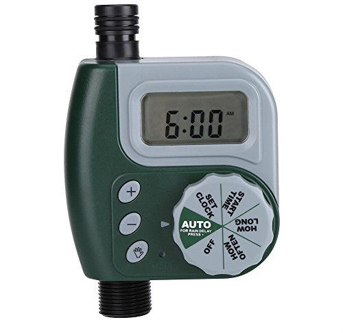 Digital Garden Water Timer with Rain Delay, Programmable Irrigation Controller for Outdoor Plants, Automatic Sprinkler System for Garden, Patio, Greenhouse