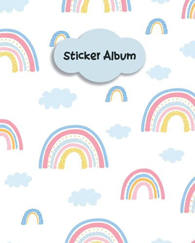 Sticker Album: Pastel Rainbow Theme Blank Sticker Book for Kids 8x10 100 Pages