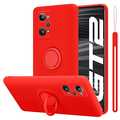 Cadorabo Estuche Compatible con Realme GT 2 / GT Neo 2 en Liquid Rojo - Funda Protectora Fabricada en Silicona TPU Flexible con Anillo