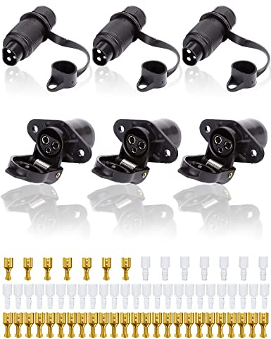 SPARKMOTO 3 Pezzi Spina 3 Poli Trattore E Presa 3 Poli Trattore Impermeabile,Norma DIN 9680,12V 24V Spina 3 Poli Maschio Trattore E Presa 3 Poli Femmina Trattore Adatto per Rimorchio,Connettore 3 Poli