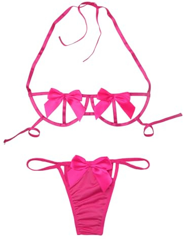 VicSec sexy Ensemble de Lingerie Nœud Papillon Dentelle Brasière et Jarretelles 2 Pièces Soutiens-Gorge Hot Chaude Nu Ouverte Licou