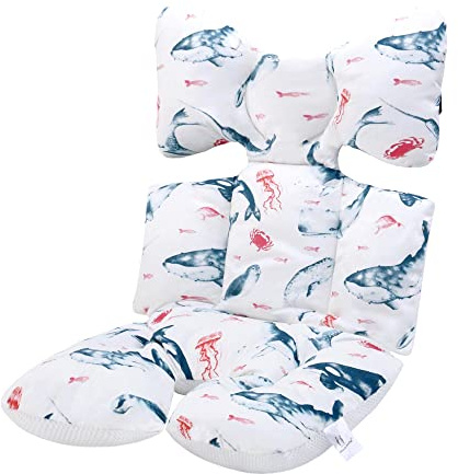 Universale Sitzauflage Sitzeinlage Babyschale Sportsitz Sitzpolster Baumwolle Atmungsaktiv für kinderwagen Buggy (Meer)