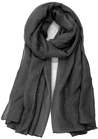 Van Der Rich ® - Bufanda Lentejuelas Bufanda Suave - Mujer (1-Negro, TU)