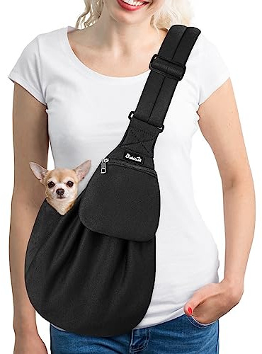 SlowTon Hundetragetasche, Haustier Hundetasche mit verstellbarem, gepolstertem Schultergurt und Fronttasche Tragetasche Hund für Spaziergang Aktivitäten im Freien und Ausflüge