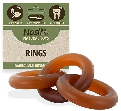 Nosli Natural Toys Rings für Hunde • Premium Beißring aus 100% Naturkautschuk ohne Farbstoffe • Kauspielzeug für Hunde • Robustes Hundespielzeug für kleine & große Hunde • Gummiring Hund