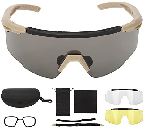 TITA-DONG Lunettes de Tir, Lunettes Militaires Anti-buée avec Monture de Lunettes de Protection UV pour Myope pour Le Ski D'équitation, Lunettes de Tir Tactiques pour Champ de Tir