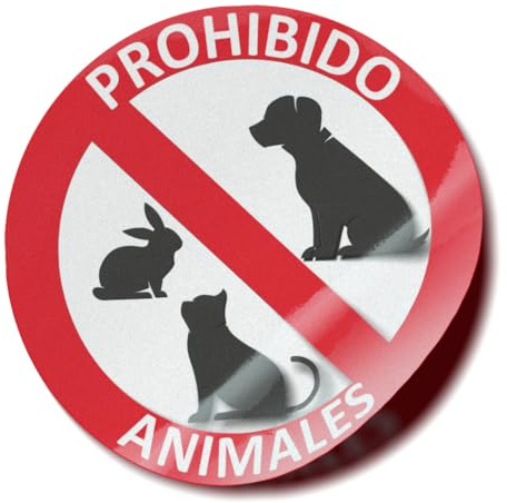 Adhesivo señalización prohibición paso de animales · Pegatina Prohibido animales · Autoadhesivo · Artículo 29.2 de la ley de bienestar animal · ALL IN ONE CLICK · Pegado Exterior, 15 cm