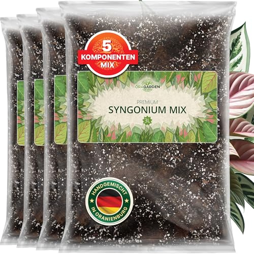 ORAGARDEN Syngonium Erde für Zimmerpflanzen und Garten - 12L Syngonium Substrat für Pflanzen, Palmen, Blumen, Grünpflanzen - 5 Komponenten Blumenerde