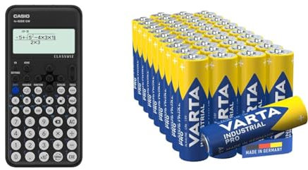 Casio FX-82DE CW ClassWiz technisch wissenschaftlicher Rechner & VARTA Batterien AA, Industrial Pro, Alkaline Batterie, 1,5V