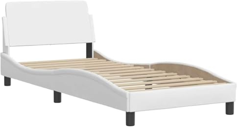 vidaXL Bettgestell Dover Weiß 90x200 cm Kunstleder