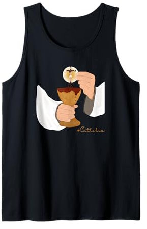 Prêtre tenant calice et eucharistie avec Jésus-Christ Débardeur