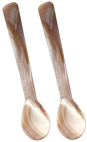 Caviar Löffel Mutter von Perlenlöffel 2pcs Caviar Server 4.7 '' Caviar Löffel mit runden Griff Kaviar -Server Löffel für Kaviar, Ei, Eis, Kaffee, Restaurant serviert