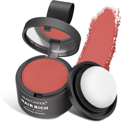 Polvo Retocador de Raíces, Corrector de Cabello en Polvo, Sombra para el Cabello, Polvos para Pelo Hombre (Rojo)